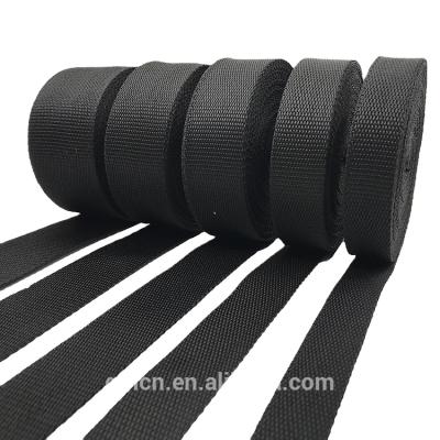 China Viable Black Webbing Manufacturer Custom 38mm Polypropylene PP Single Strap for Bags and Luggage Webbing Strap 25mm for sale