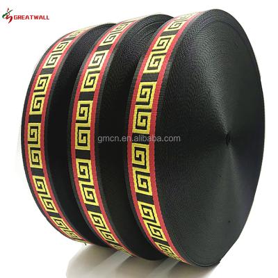 China Durable Custom Fabric Synthetic Polyester Decorative Stripe Printed Jacquard Woven Nylon Bag Strap Webbing for sale