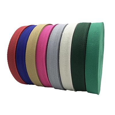 China High Tenacity High Tenacity Sustainable Multi Color Herringbone 22 Mm Cotton Webbing Ties Belt Rolls for sale