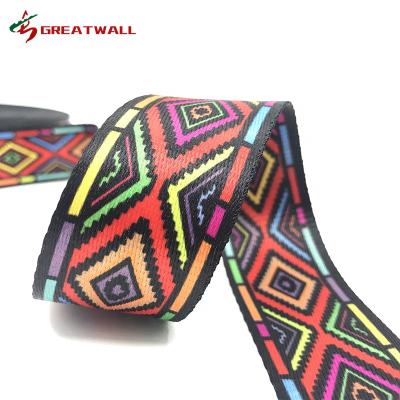 China Custom Printed Strap Jacquard Polyester Durable Patterned Custom Printed Webbing For Garment OEM Sample for sale