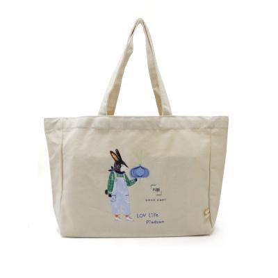 China Folding Foldable Shopping Women Hand Printed Canvas Tote Bag Promotional Large Custom for sale