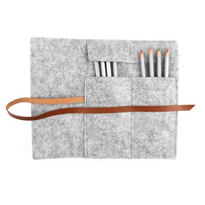 China AZOIC Factory Direct Sale Felt Pen Pouch / Stationery Portable Felt Filter Bezel Roll Up for sale