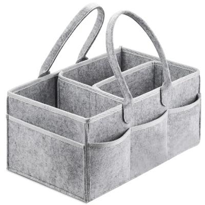 China Gray Felt Organizer Gray Felt Baby Diaper Bag Tote Bag Portable Storage Handbag Nursery Care Cloth Infant Changing Bag for sale