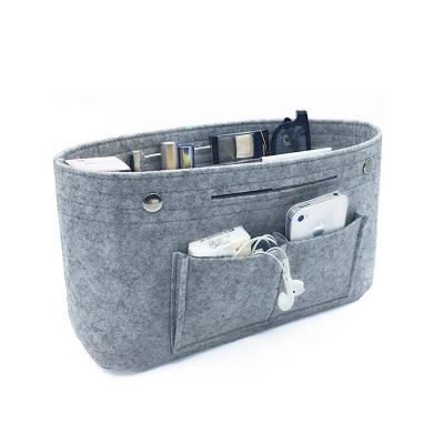 China Fashion Wool Felt Organizer Felt Colorful Felt Multi Pocket Tote Useful Cosmetic Bag Insert Bag Cosmetic Bag for sale