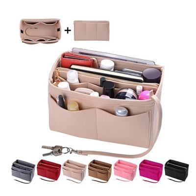 China Fashion Popular Hot Sale Felt Cosmetic Bag Bag Organizer Colorful Removable Felt Purse Insert Lady Travel Bag for sale