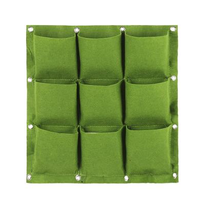 China Garden Planting Outdoor 9 Pockets Ruled Fabric Planter Garden Hanging Bag Vertical Garden Grow Bag Felt Planter Bag for sale