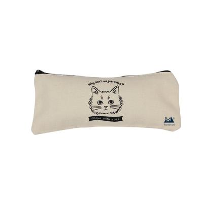 China With Custom USB Printing Eco Canvas Bags Canvas Material Pen Case Package Student Pencil Bag With Zipper Wholesale for sale