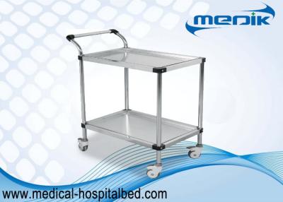 China Detachable Double Shelves Medical Instrument Trolley With Pushing Hand for sale