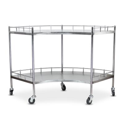 China Stainless Steel 304  Fan Shape Trolley  2 Shelf  Removal SS Trolley for sale