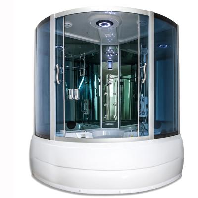 China 2019 Modern Luxury Multifunctional Shower Enclosure With Tub 5MM Black Glass Enclosed Shower Room for sale