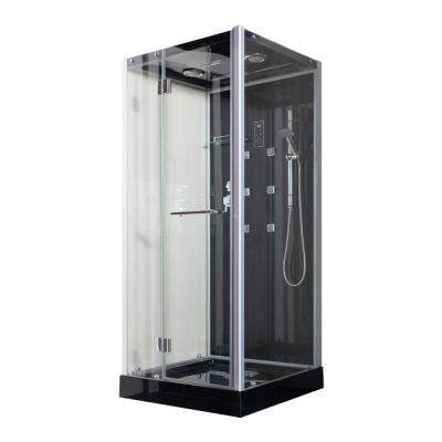 China 2019 Factory Wholesale Frame Black Frameless Shower Cabin Tempered Glass Flegant Steam Portable Shower Room for sale