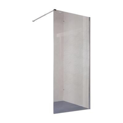 China Easy Clean Elegent Bathroom Shower Screen 8MM French Painting Frameless Tempered Glass Portable Shower Screen for sale