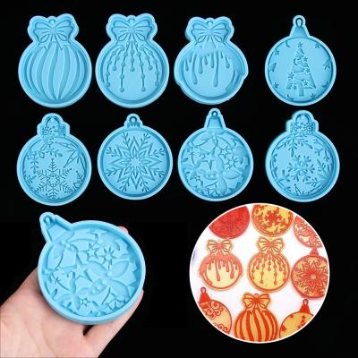 China Viable Christmas Ball Key Chain Silicone Resin Clay Cake Tools Candy Chocolate DIY Pendant Rubber Mold Stick Tools Jewelry Making Tool for sale