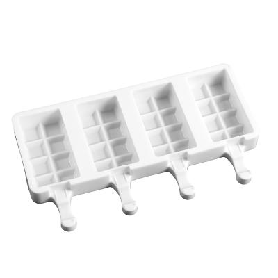 China Viable Silicone Ice Cream Molds 4 Cell Homemade Ice Cube Tray Food Safe Popsicle Maker DIY Ice Cream Tools for sale