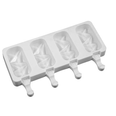 China New Viable Silicone Ice Cream Molds 4 Cell Ice Cube Tray Popsicle Mold Homemade Ice Lolly Mold Home Kitchen DIY Tools for sale