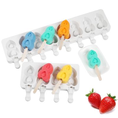 China Sustainable Silicone Popsicle Mold Groove Shape Ice Cream Tools Homemade Bar DIY Kitchen Popsicle Molds for sale