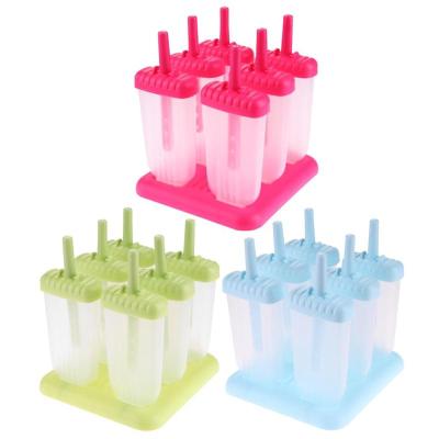 China Viable 6pcs DIY Ice Cream Molds Ice Tray Rectangle Shaped Ice Cream Makers Mold Stick for sale