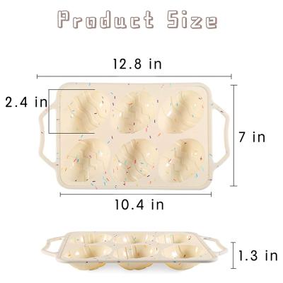 China 6-Cup Non Silicone Pan Mold Chocolate Cake Stick Cupcake Maker Box Silicone Mold Dinosaur Egg Stocked Baking Mold for sale