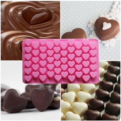 China Stocked DIY 55 Holes Heart Shape Soft Cake Mold Silicone Mold Chocolate Decorating Silicone Kitchen Baking Tools for sale