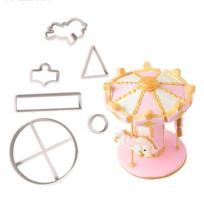 China Stocked Carousel 6Pcs Cookie Cutter Fondant Cake Decorating Cake Topper Pastry Baking Tools Cookie Cutter Mold for sale