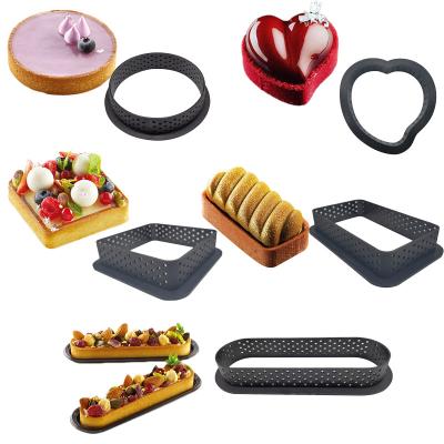 China Stocked Mousse Circle Cutter Cake Decorating Tool Dessert DIY French Cake Mold Perforated Ring Non Stick Bakeware Tart for sale