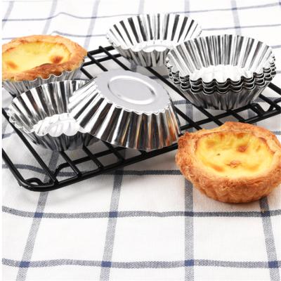 China 10pcs Non-stick Aluminum Alloy Ripple Mold Stocked Tart Flower Shape Reusable Cupcake and Muffin Baking Tools for sale