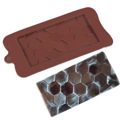 China New Disposable Silicone Chocolate Mold Hexagon Baking Tools Silicone Cake Mold Non-Stick Jelly Candy 3D DIY Molds for sale