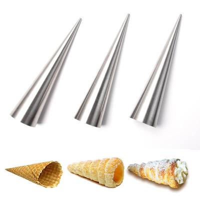 China Stocked Stainless Steel Horn Mold For Croissants Cone Tube Cone Baking Bread Mold Bake Pastry Baking Tools for sale