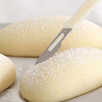 China Stocked Bread Bakers Blade Cutting Tool Dough Cutter Dough Making Cutter Curved Knife With Leather Protector for sale