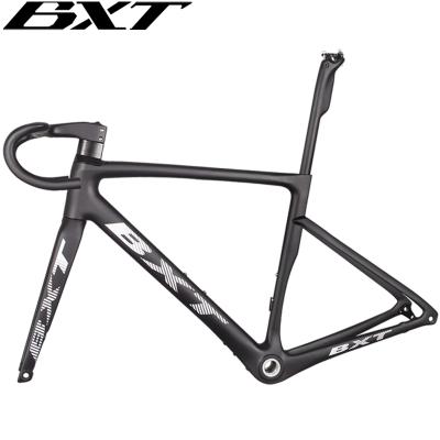 China Road Goes Bicycle 2021 New Full Carbon Road Bike BSA Hidden Wiring Bicycle Full Sight All Inner Cable Disc Road Carbon Frame for sale