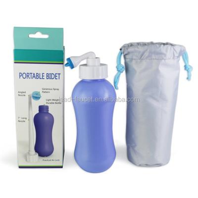 China Spout could fit into bottle when empty portable bidet sprayer handheld bottle 300-650ml with travel bag 2 spout drop ship for sale