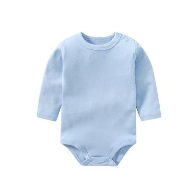 China Custom 100% Cotton Newborn Long Sleeve Baby Shirt Bodysuit Organic Infant 100% Cotton Solid Color Baby Bodysuit for sale