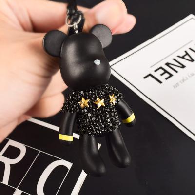 China Full Personalized Crystal Key Chain Plastic Women Bling Bag Charm Key Chain Rhinestone Teddy Bear Pendant Bling Key Chain for sale