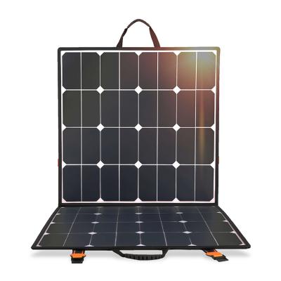 China Sports Army Military Orange 100W Handle Folding Foldable Solar Panel For Backpack Power Charging USB Military Charging Mobile Phone RV 51*52*2cm for sale