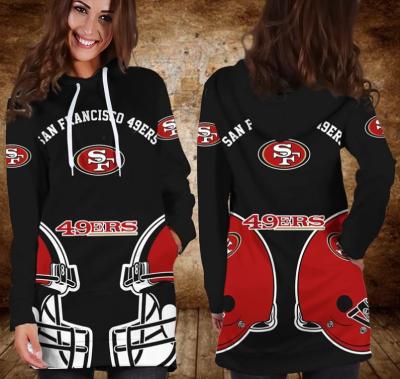 China Wholesale Custom Viable Women's Casual Long Sleeve NFL Team Hoodie Dress With Pocket Pullover Sweatshirt Hooded Dress for sale