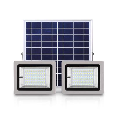 China New IP65 100W Solar Led Garden Flood Lamp Outdoor Solar Lighting System with Two Lamps for sale