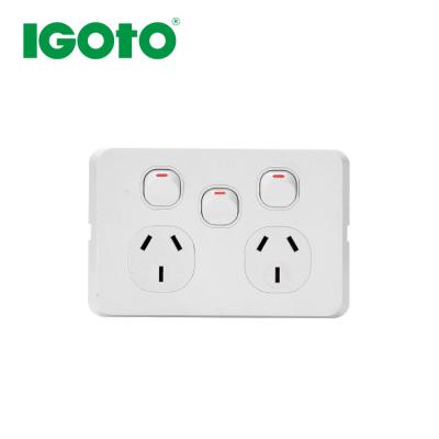 China IGOTO RS316 Australian Standard 2 Band 2 Way 10A Dual Horizontal Horizontal PowerPoint Residential/All-Purpose Hot Sale With Extra Switch For Hotel for sale