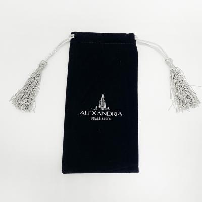 China Custom Logo Soft Velvet Mobile Holder Recyclable Bags Black Velvet Drawstring Phone Case Pockets for sale