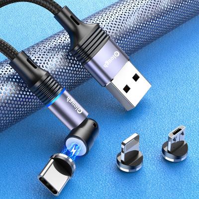 China 540Â ° Magnetic Fast Charging Cable 3 in 1 Rotate Cable 540 Degree Magnetic USB Cable 2.4a 5v Fast Data Charging Fast Charging for iPhone for sale