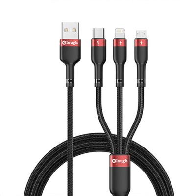 China Elough 3 in 1 Cheap Charging USB Cable Elough OEM Price Fast Charging Usb C Fast Charge Cable 3 in 1 Charging Cable Multi Port for iPhone/Type-C/Micro Usb for sale