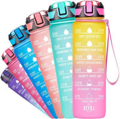 China Best Viable Water Bottle Gym And Outdoor Sports Bottle Time Marker 32oz BPA Motivational Leak Free Water Bottle for sale