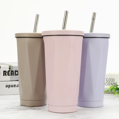 China Special Shaped Creative Diamond Statistical Institute Stainless Steel Disposable Straw Cup Large Capacity Cup For Men And Women for sale