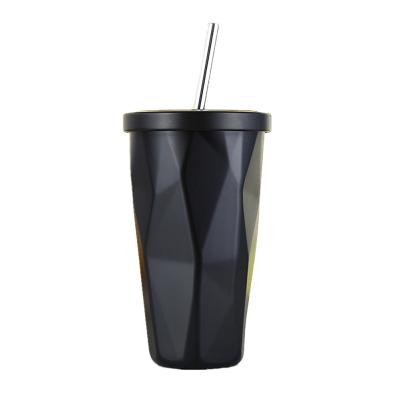 China PORTABLE Straw Cup Colorful Irregular Double Layer 304 Stainless Steel Water Head Cup Ice Cream Coffee Mug for sale