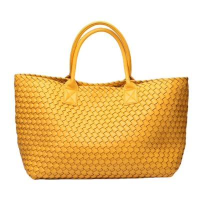 China 2022 New Fashion Designer Large Capacity PU Ladies Tote Bags Waterproof Custom Leather Woven Handbags For Women Luxury for sale