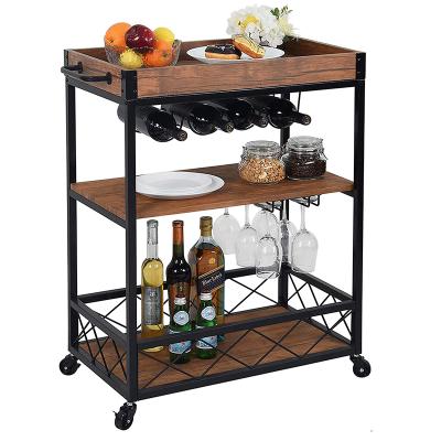 China 3 Bar Collapsible Wine Tier Metal Kitchen Storage Folding Serving Shelves Racks for sale