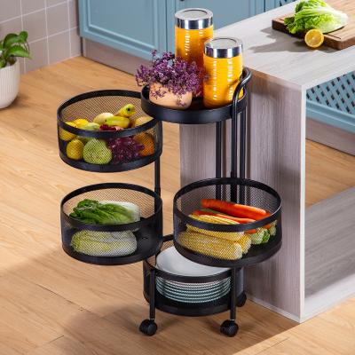 China 360 Degree Folding Multilayer Stainless Steel Kitchen Vegetable Storage Rotating Rack for sale