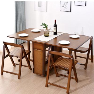 China Foldable Expanding Bamboo Dining Table Place Furniture Dining Table Set for sale