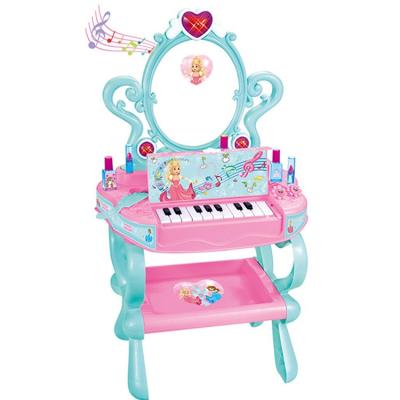 China Pretend Makeup Kids Play Place Piano Magic Dresser Pretend Makeup Sets Dressing Table Beauty Toy for sale