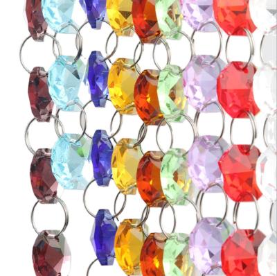 China Europe 14mm octagon beads colorful shinning crystal curtain for home decor for sale