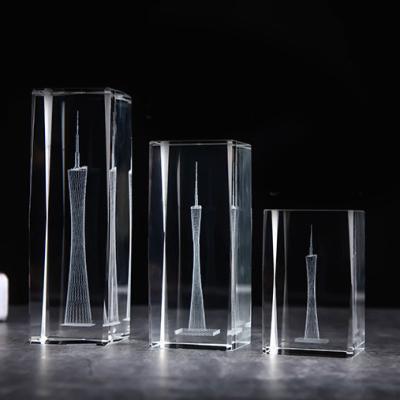 China Factory Europe Crafts Crystal Cube 3d Blanks Glass K9 Crystal Folk Wholesale Laser Tower for sale